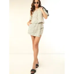 Vero Moda Off White & Black Self Design Shorts-picture-37