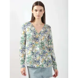 Vero Moda Off White & Green Regular Fit Printed Shirt-picture-28