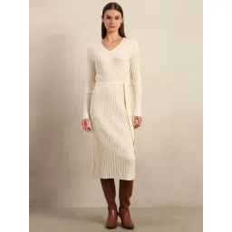 Vero Moda Off White Bodycon Textured Dress-picture-25