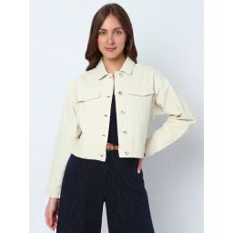 Vero Moda Off White Cotton Regular Fit Denim Jacket-picture-45