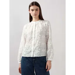 Vero Moda Off White Cotton Regular Fit Embroidered Shirt-picture-36