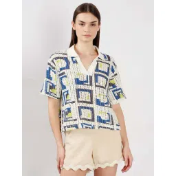 Vero Moda Off White Cotton Regular Fit Printed Polo T-Shirt-picture-39