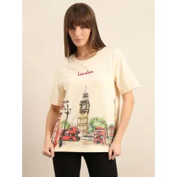 Vero Moda Off White Cotton Regular Fit Printed T-Shirt-picture-33