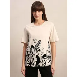 Vero Moda Off White Cotton Regular Fit Printed T-Shirt-picture-38