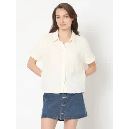 Vero Moda Off White Cotton Regular Fit Shirt-picture-18