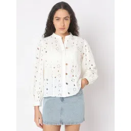 Vero Moda Off White Cotton Self Design Top-picture-42