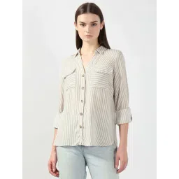 Vero Moda Off White Regular Fit Striped Shirt-picture-48
