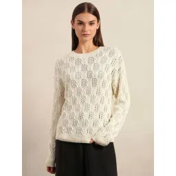 Vero Moda Off White Regular Fit Textured Sweater-picture-20