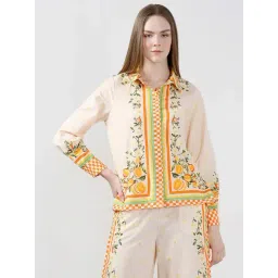 Vero Moda Off Whte Cotton Regular Fit Floral Print Shirt-picture-10