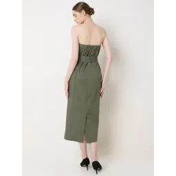 Vero Moda Olive Cotton Regular Fit Midi Dress image 3
