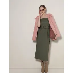 Vero Moda Olive Cotton Regular Fit Midi Dress image 1