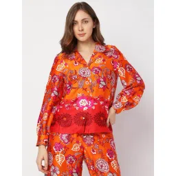 Vero Moda Orange & Pink Floral Print Shirt-picture-13