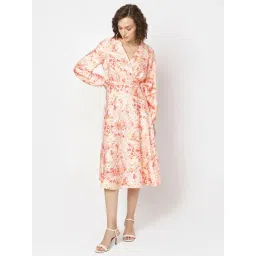 Vero Moda Orange Polyester Fit And Flare Printed Dress-picture-45