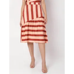 Vero Moda Peach & Rust Striped Skirt-picture-15