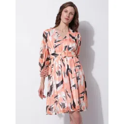 Vero Moda Peach Printed Fit & Flare Dress-picture-25