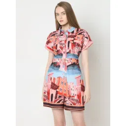 Vero Moda Pink & Blue Cotton Printed Playsuit-picture-41