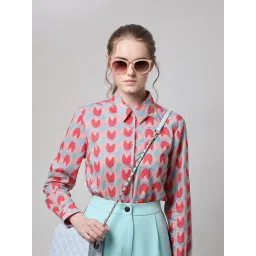 Vero Moda Pink & Blue Cotton Printed Shirt-picture-12