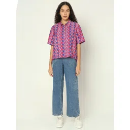 Vero Moda Pink & Purple Cotton Floral Print Shirt image 5