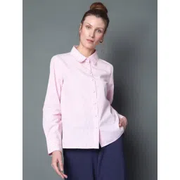 Vero Moda Pink & White Cotton Striped Shirt-picture-25