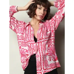 Vero Moda Pink & White Viscose Printed Shirt-picture-32