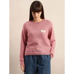 Vero Moda Pink Regular Fit Self Pattern Sweater-picture-27