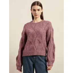 Vero Moda Pink Regular Fit Textured Sweater-picture-25