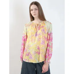 Vero Moda Purple & Yellow Cotton Regular Fit Floral Print Top-picture-37