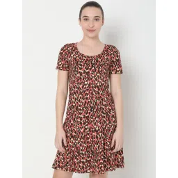 Vero Moda Red & Black Printed A Line Dress-picture-27