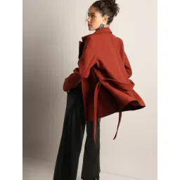 Vero Moda Red Polyester Relaxed Fit Textured Coat-picture-22