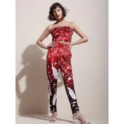 Vero Moda Red Printed Slim Fit High Rise Pants-picture-18