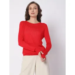 Vero Moda Red Self Design Sweater-picture-23