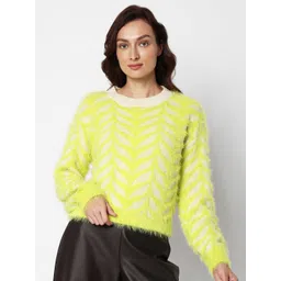 Vero Moda Self Design Pullover Sweater with Fuzzy Detail-picture-25