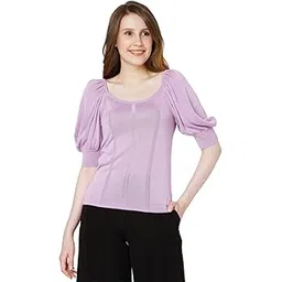 vero moda Solid Round Neck Viscose Womens Knits Knit Top (S22VM10275014-P)-picture-15