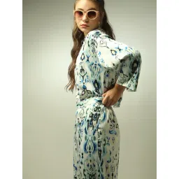 Vero Moda White & Blue Printed Shirt-picture-22