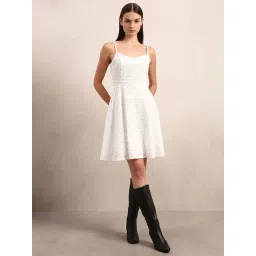 Vero Moda White Cotton Flared Fit Embroidered Dress-picture-10