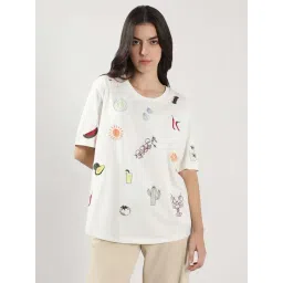 Vero Moda White Cotton Regular Fit Printed T-Shirt-picture-29