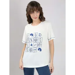 Vero Moda White Cotton Regular Fit Printed T-Shirt-picture-24