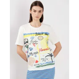 Vero Moda White Cotton Regular Fit Printed T-Shirt-picture-12