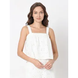 Vero Moda White Cotton Self Design Crop Top-picture-32