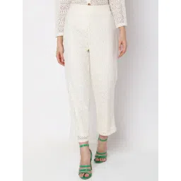 Vero Moda White Cotton Self Design High Rise Pants-picture-27