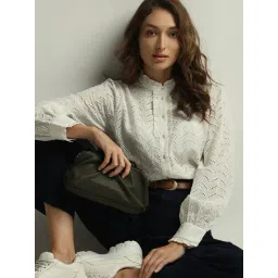 Vero Moda White Cotton Self Design Shirt-picture-25