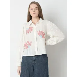 Vero Moda White Cotton Self Design Shirt-picture-23
