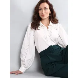 Vero Moda White Cotton Self Design Shirt-picture-35