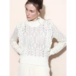 Vero Moda White Self Design Pullover-picture-10
