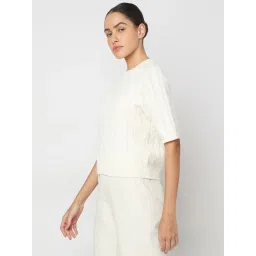 Vero Moda White Self Design Pullover image 4