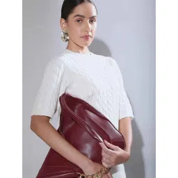 Vero Moda White Self Design Pullover image 1