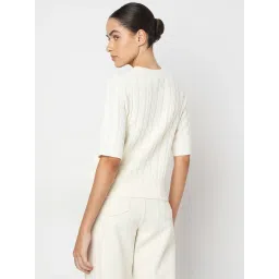 Vero Moda White Self Design Pullover image 3