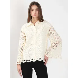 Vero Moda White Self Pattern Casual Shirt-picture-37