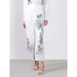 Vero Moda White Straight Fit Floral Print Trousers-picture-36