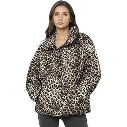 vero moda Women Animal Print Brown Polyester Regular Fit Puffer Jacket-picture-13